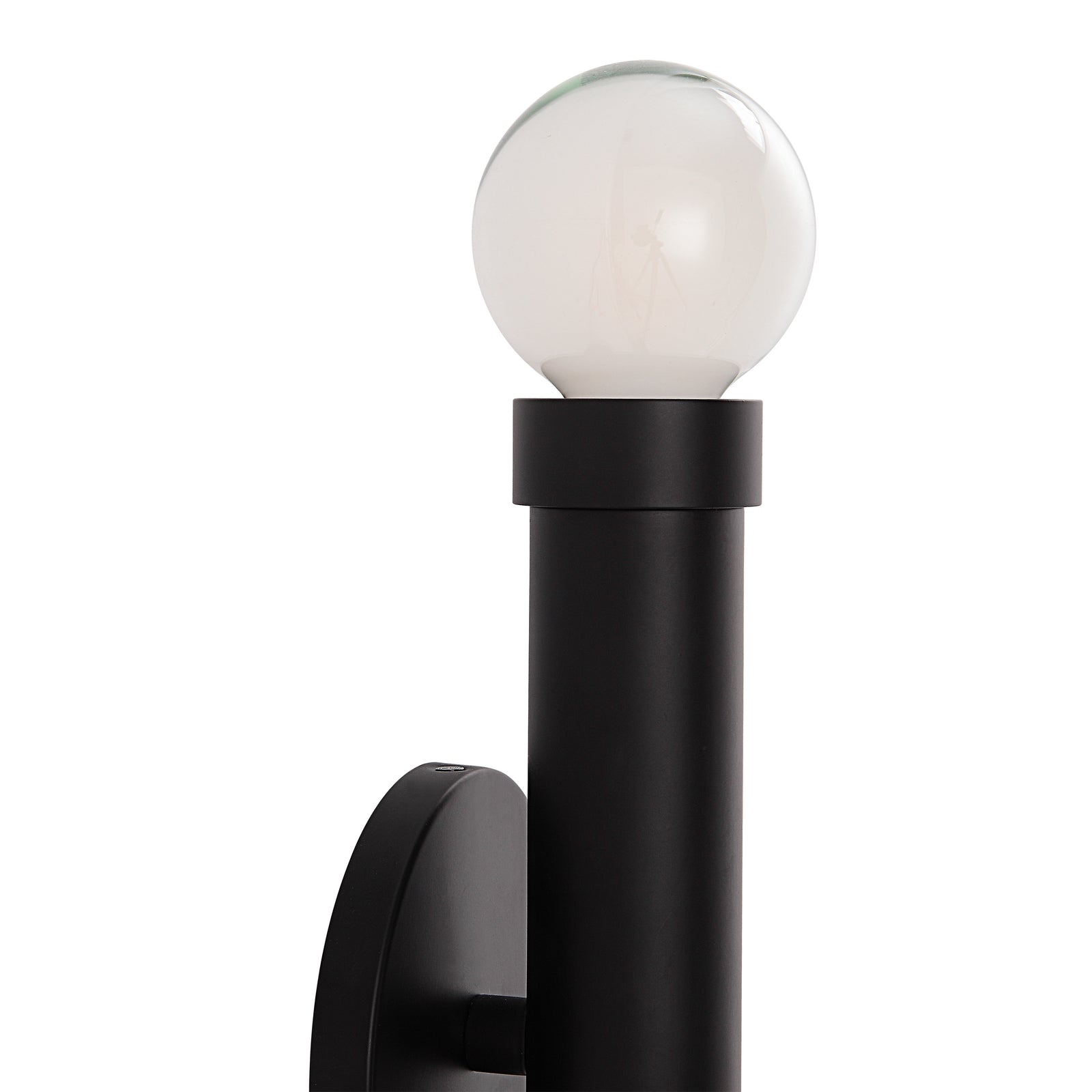 Alika Wall Sconce by Renwil, black metal finish with two round glass bulbs