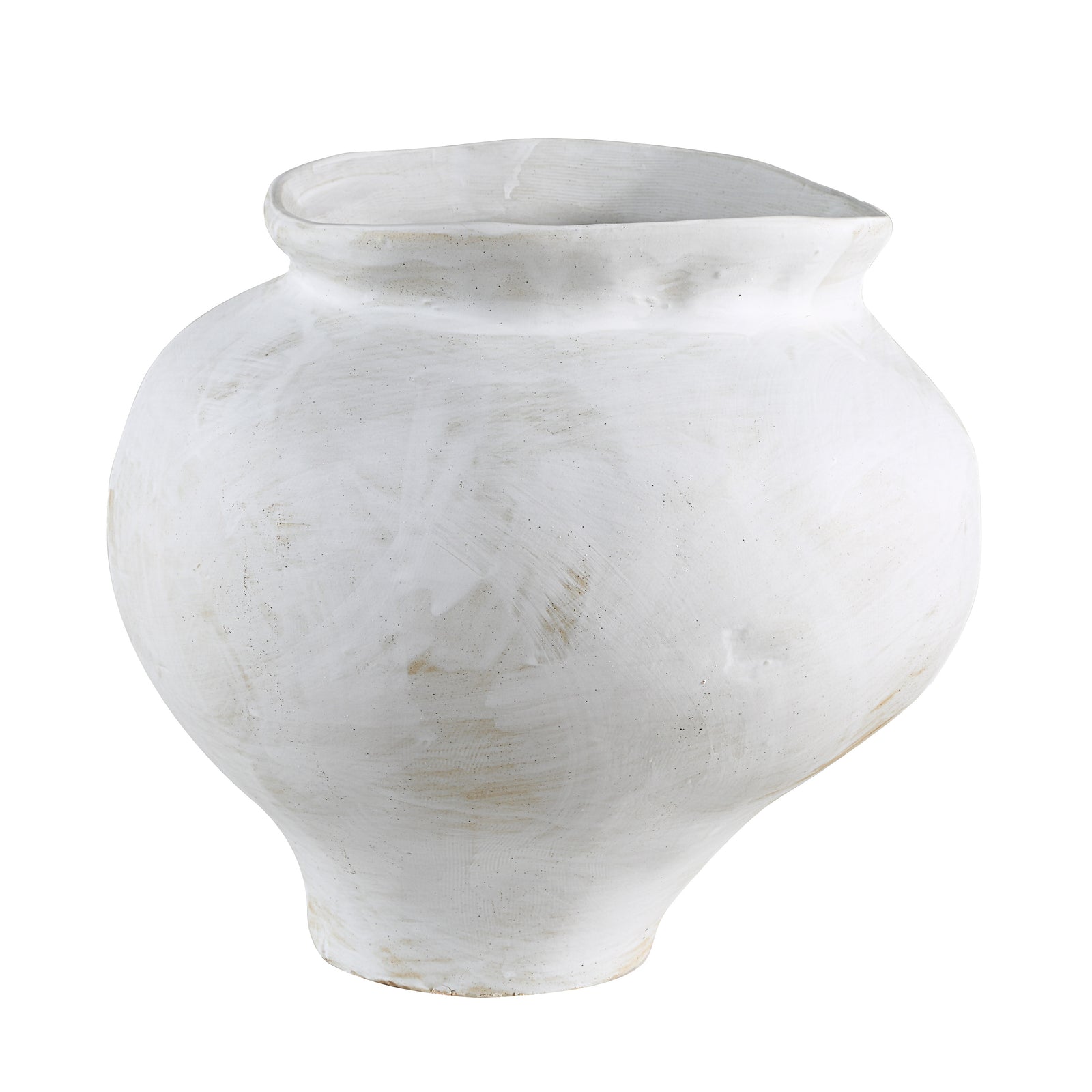 Elia vase in white ceramic with a rounded body and slightly flared rim.