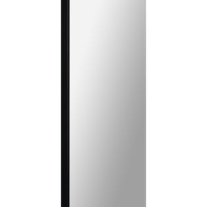Mandret mirror by Renwil, side view, black frame, tall rectangular shape, clear reflective surface.