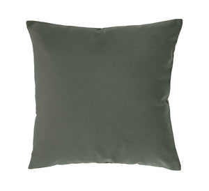 Philemon indoor pillow in dark green, soft fabric, square shape, front view.