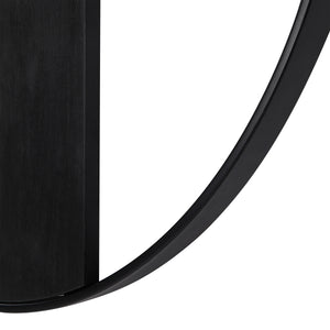 Close-up of Romy Wall Clock showcasing black clock hands and wood texture