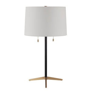 Orono Table Lamp with a white shade and black metal stand, unlit