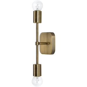 Anka Wall Sconce by Renwil, angled view showing brass finish and two bulbs.