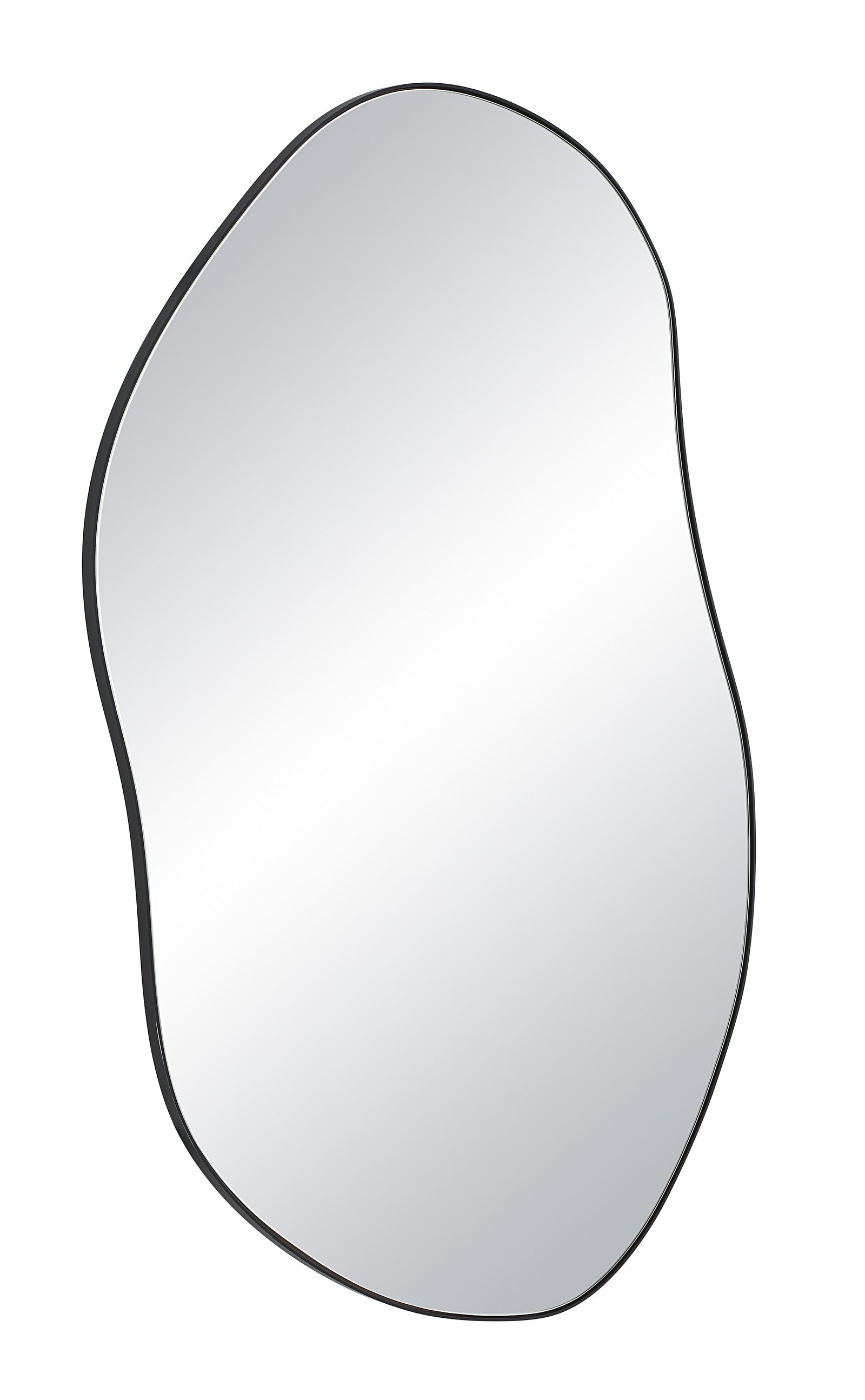 Jane Wall Mirror with an organic shape, featuring a reflective surface and black outline.