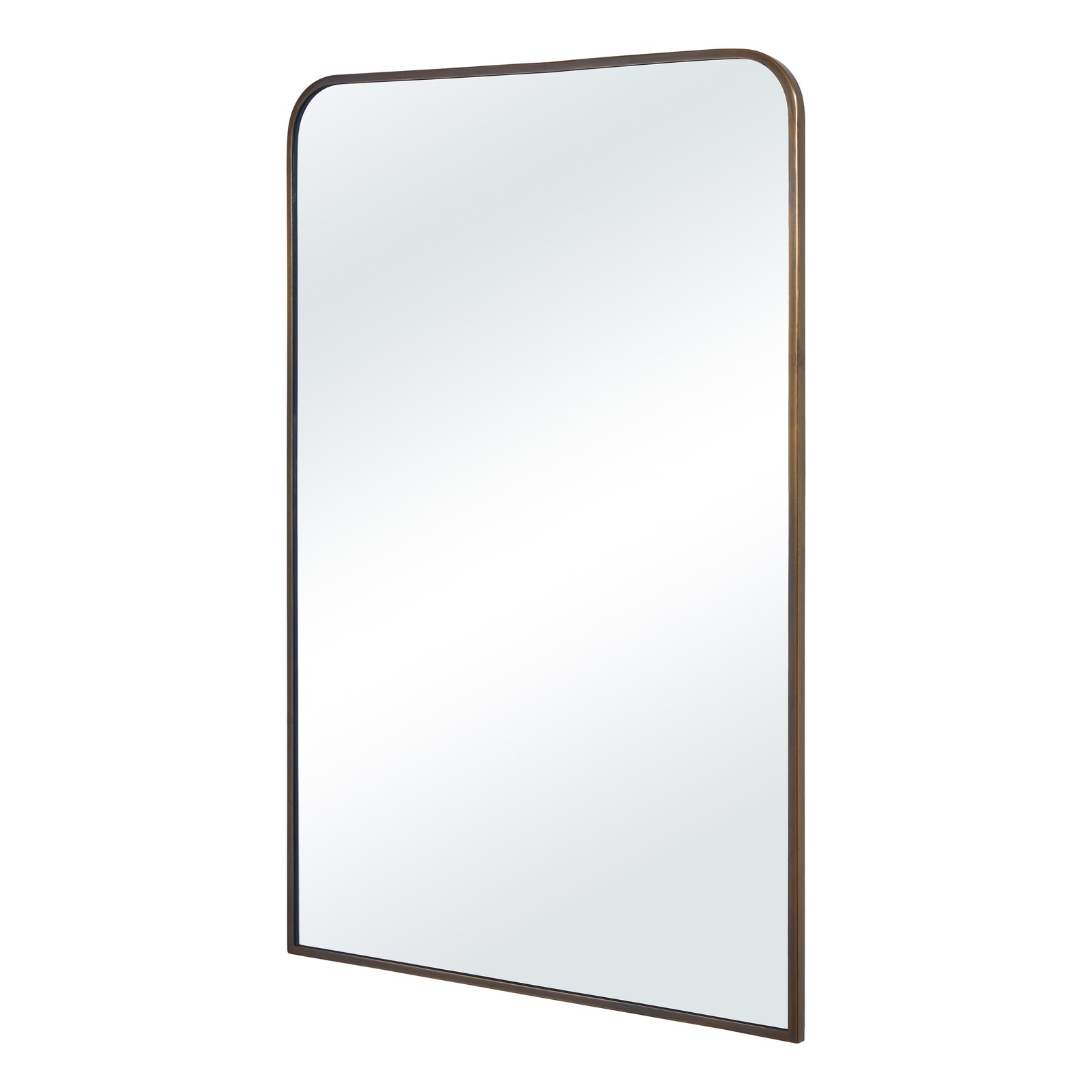 Jackline mirror by Renwil with a rounded top and bronze frame, showcasing a clear reflective surface.
