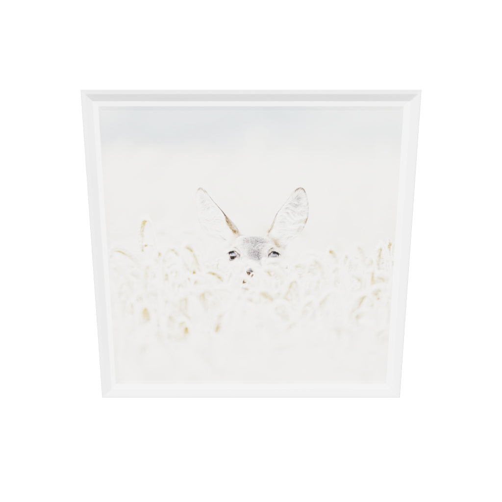 AR pilot — Peekaboo Deer — 21 × 21 in – White Frame — SKU 20667
