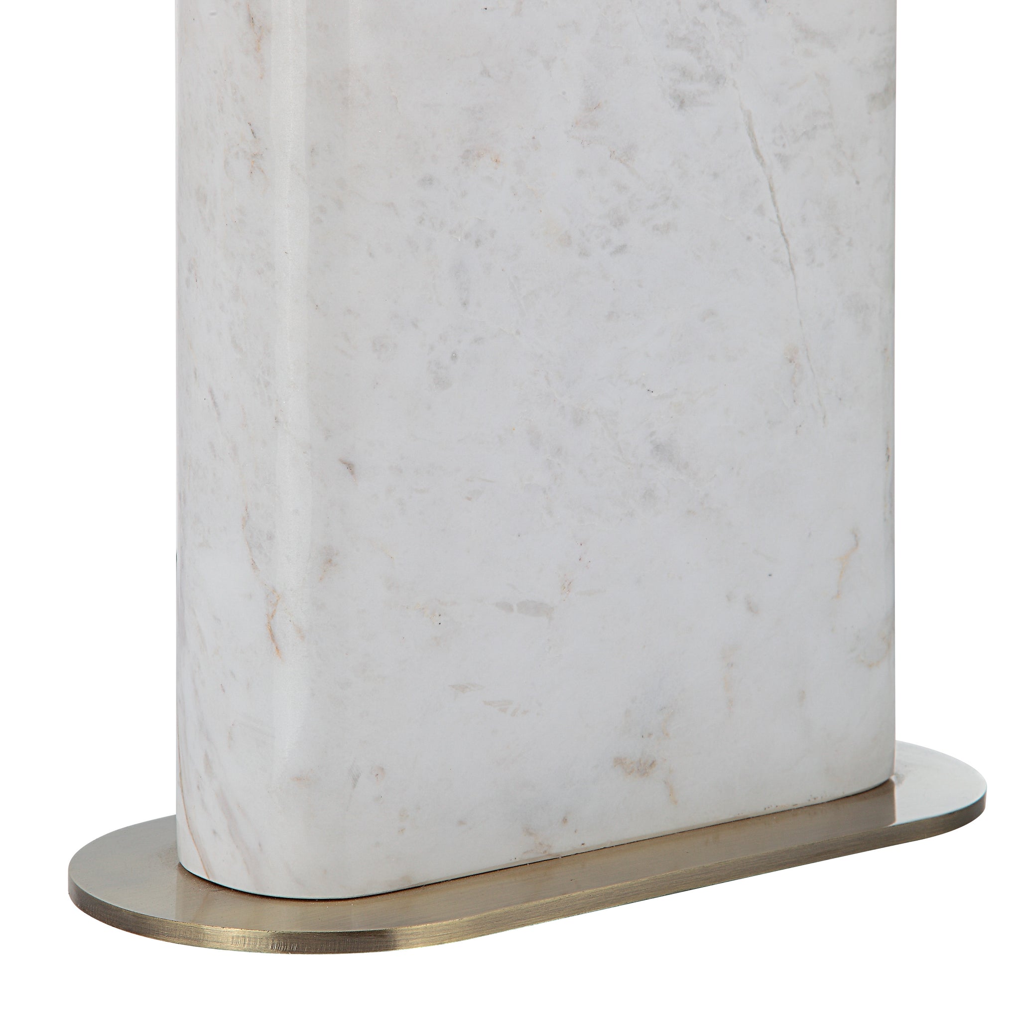 Close-up of Irisa Table Lamp's marble base with a gold accent at the bottom.