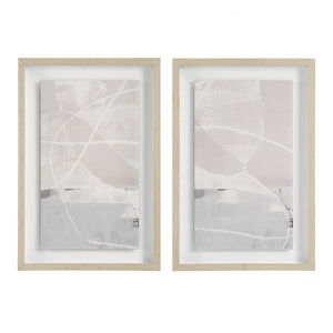 Rovereto Wall Decor featuring two abstract framed artworks in soft beige and gray tones.