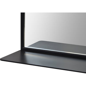Close-up of the Wearstley Wall Mirror's black base and frame, highlighting the sleek design.