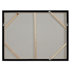 Back view of Bellis canvas art with wooden support bars and black frame.