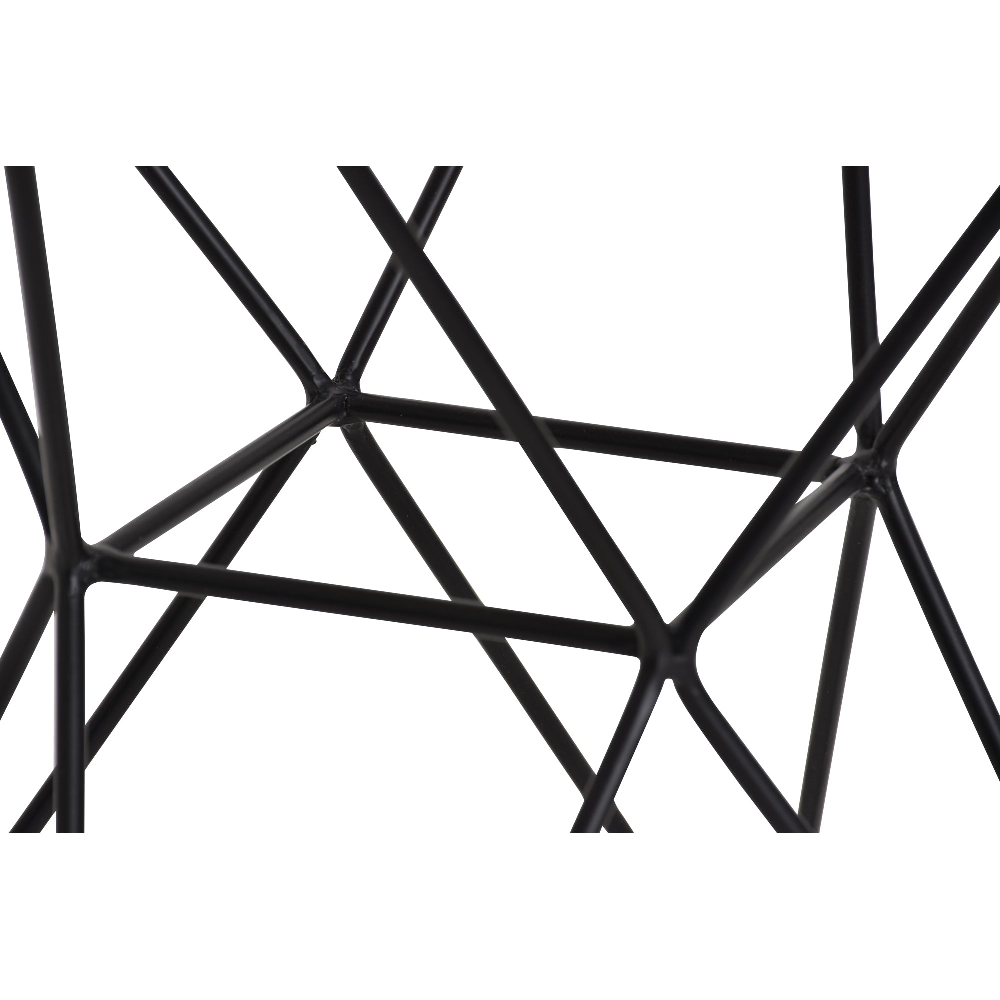 SYMMETRY black metal table base featuring a geometric, angular design with intersecting lines and a modern style.