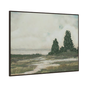 Ashby canvas art showcasing a peaceful scene with trees against a cloudy sky