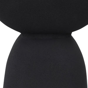 Frans Outdoor Side Table in black, showcasing a unique hourglass shape.