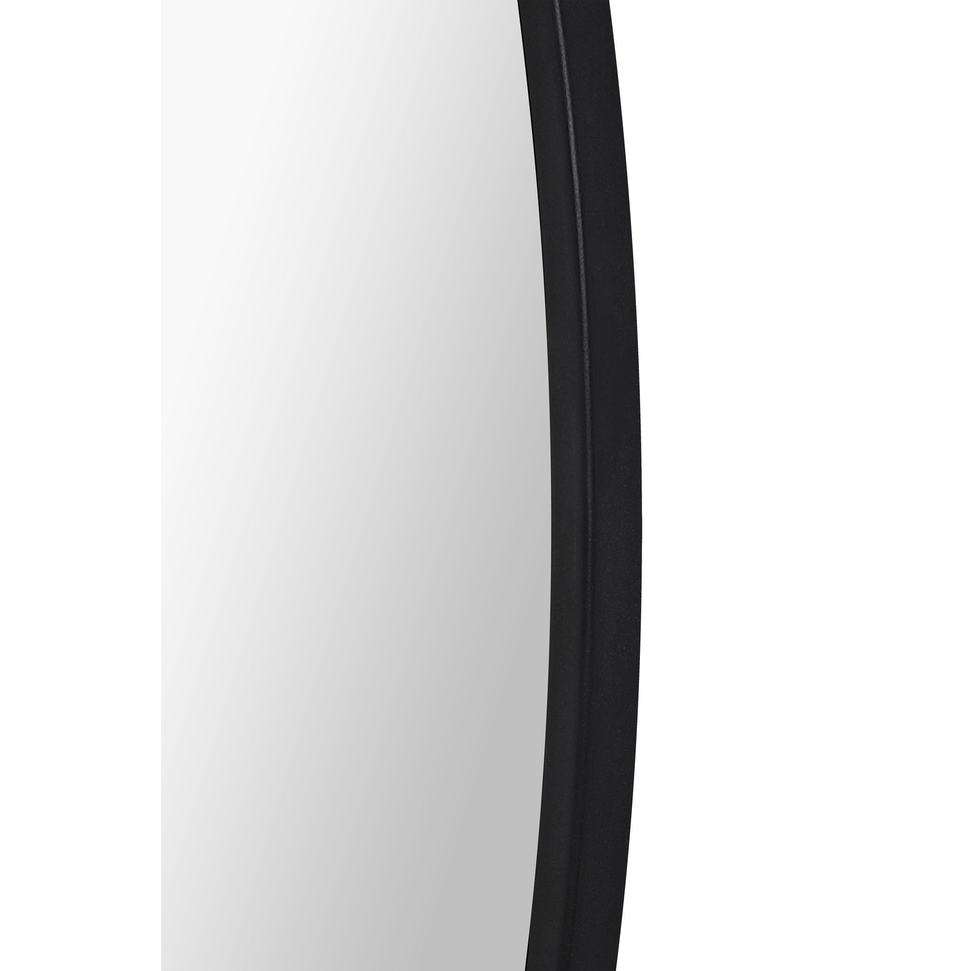 Close-up of Posadas Wall Mirror showcasing the sleek black frame and reflective surface.