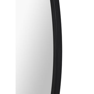 Close-up of Posadas Wall Mirror showcasing the sleek black frame and reflective surface.
