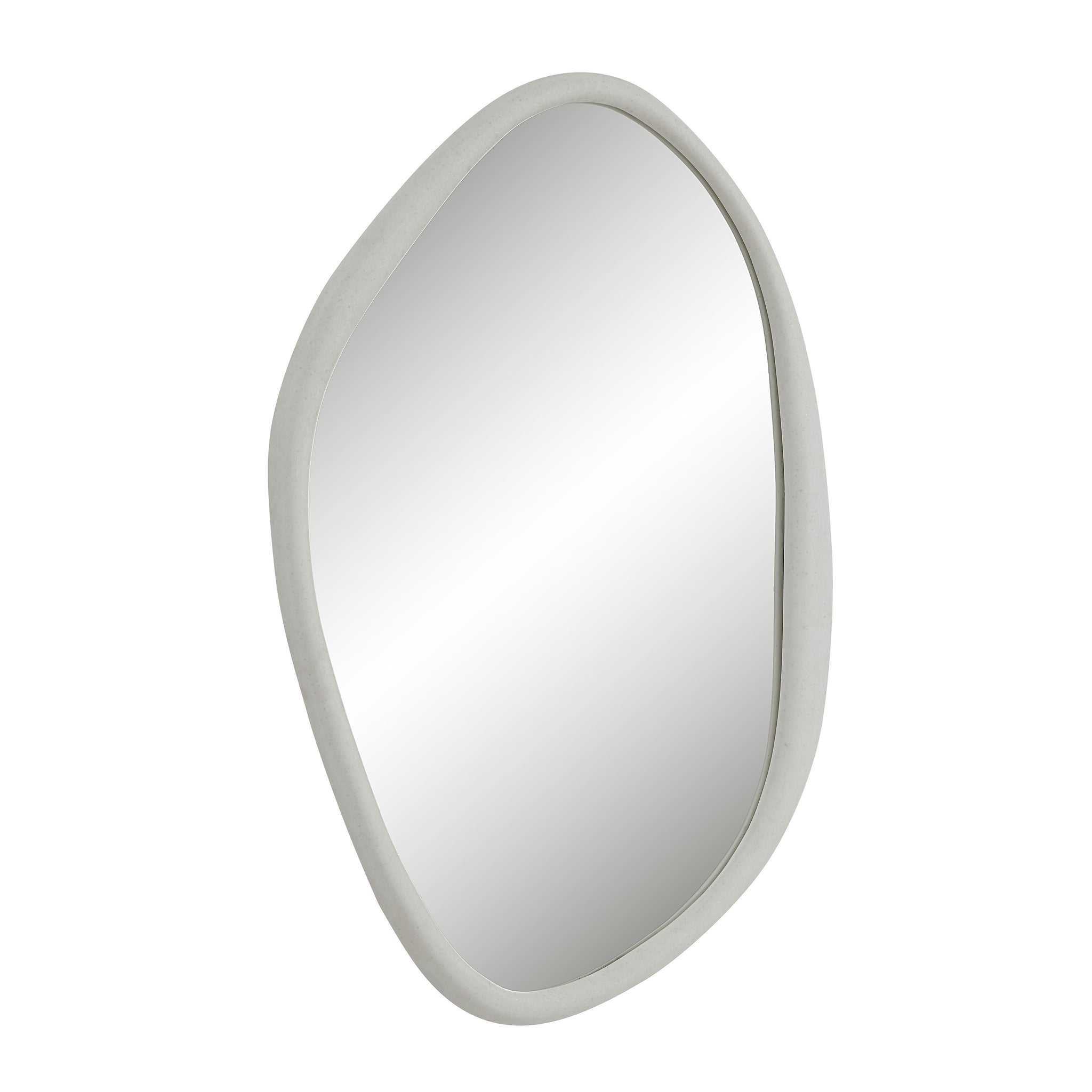Folignio mirror featuring a unique, irregular design with a white border
