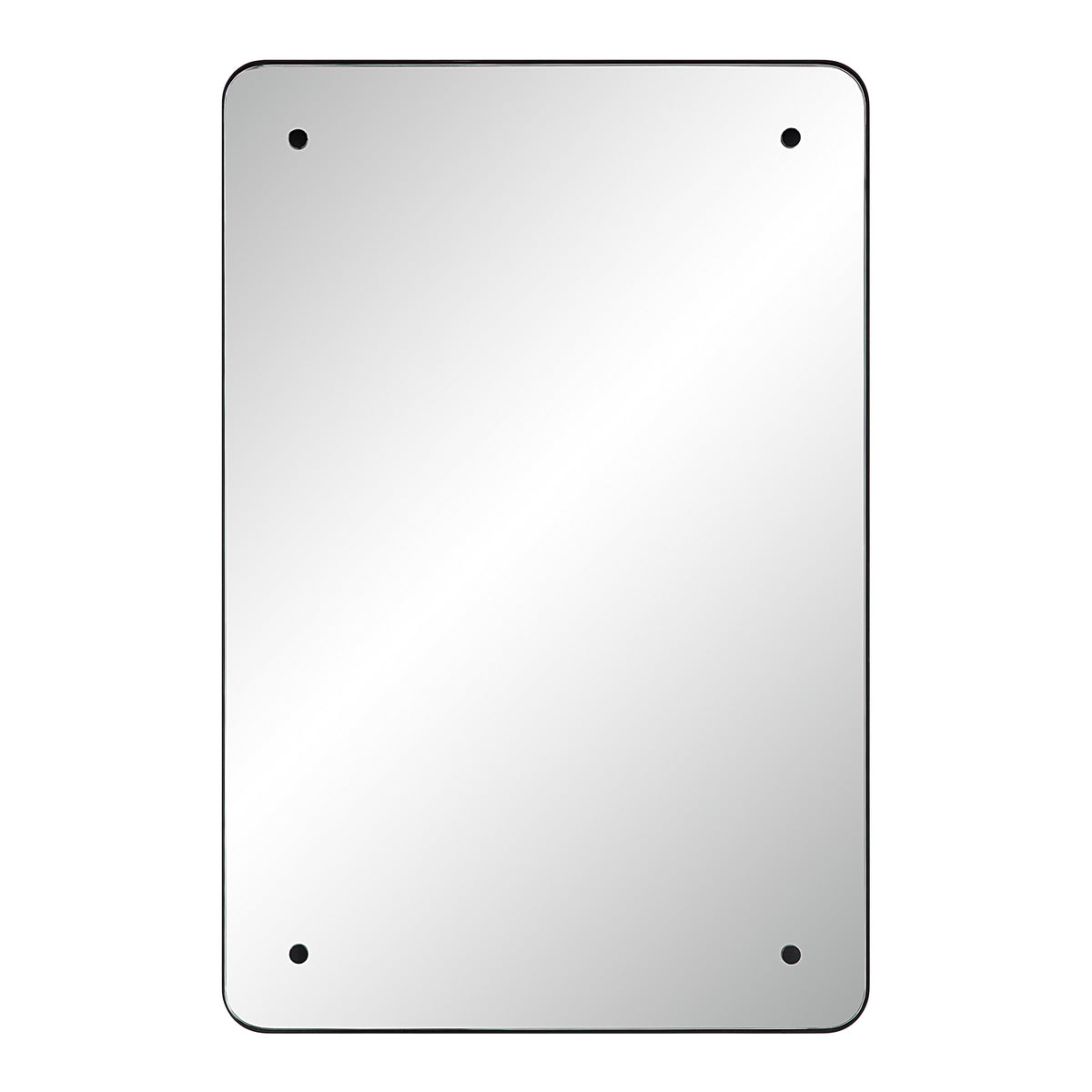 Aine Wall Mirror with a sleek rectangular design and black border, front view.
