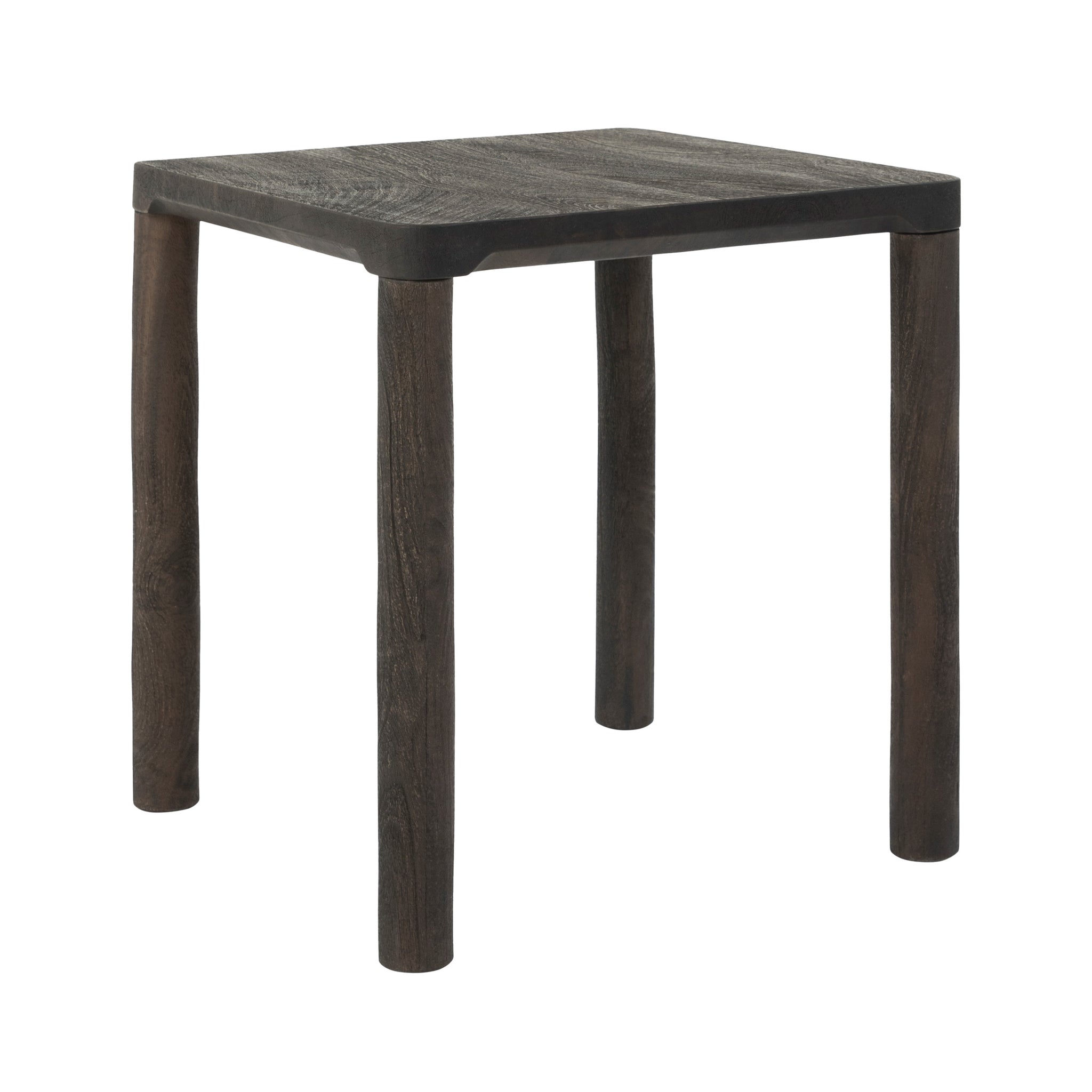 Clusia 19.0" Height Side Table in dark wood with smooth square top and tapered legs