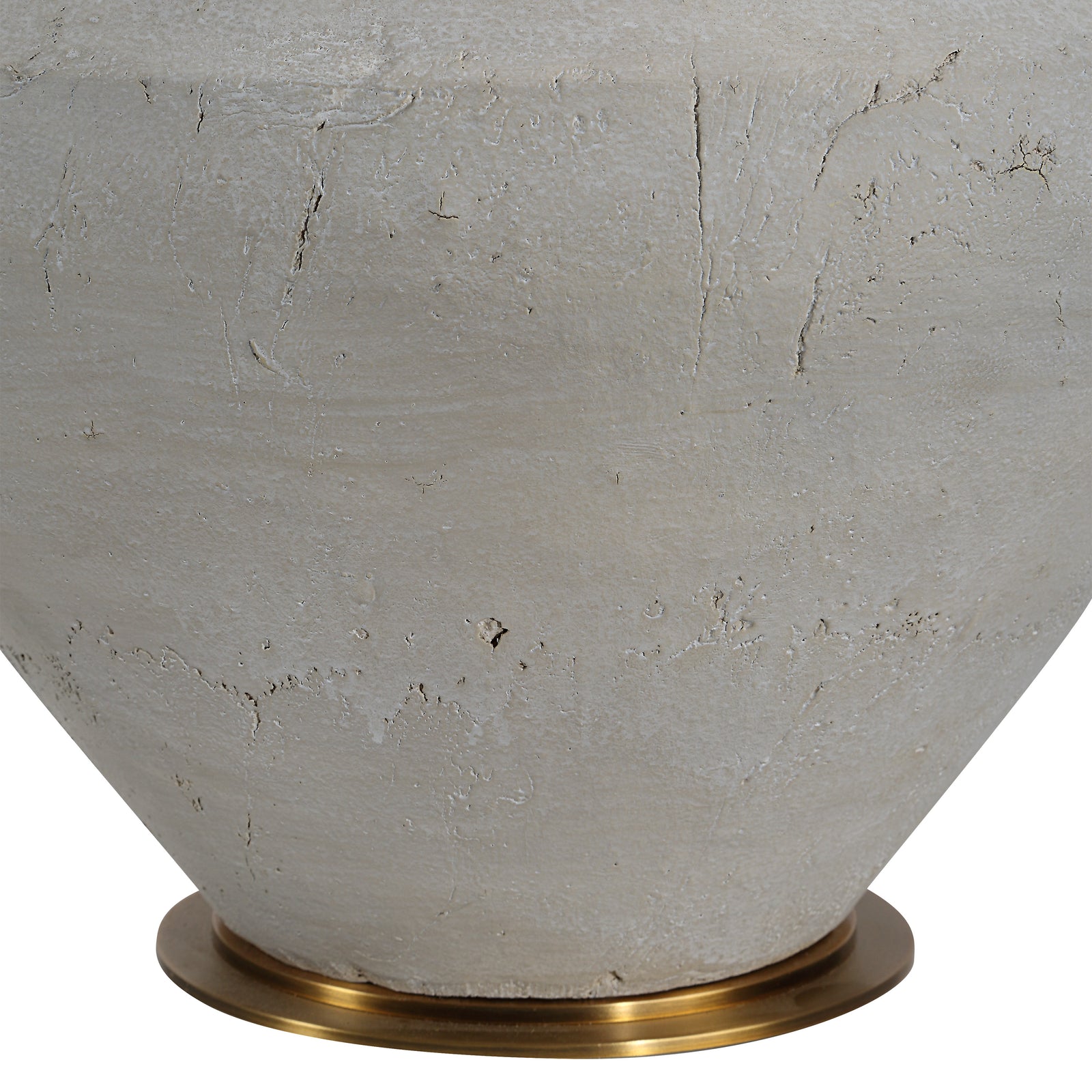Iulia Table Lamp with a textured gray ceramic base and a white fabric shade