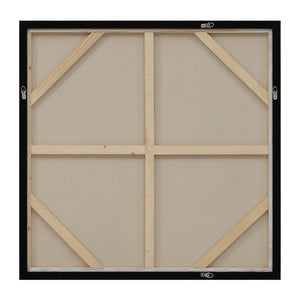 Back view of Clary canvas art showing wooden frame and support structure