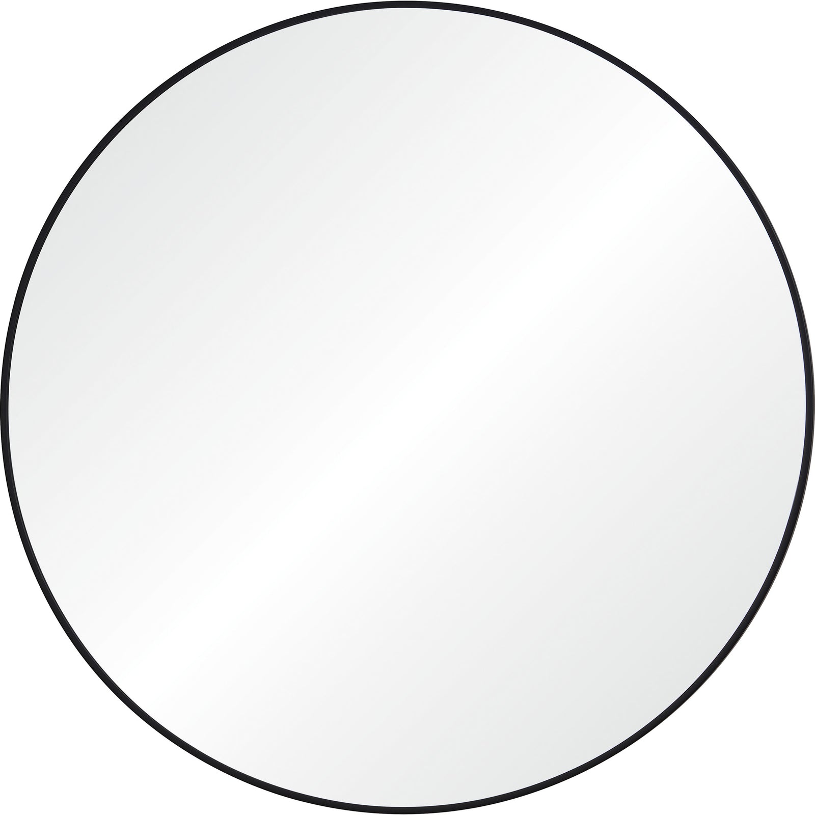 Posadas Wall Mirror, round design with a sleek black frame and clear reflective surface.