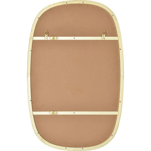 Back view of the Gallegos Wall Mirror, highlighting the mounting hardware and brown backing.