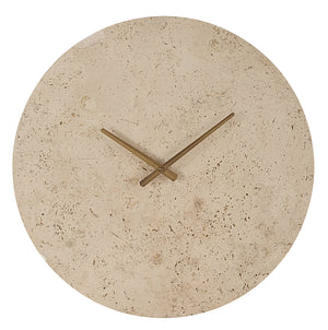 Fusion book holder in beige with a textured circular design and bronze clock hands.