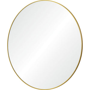 Fragoso Wall Mirror featuring a circular design with a sleek gold rim, showcasing clarity.