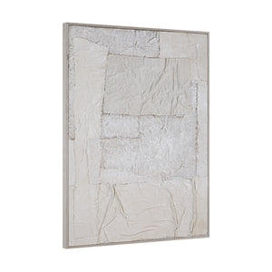 Bianchi Wall Art displayed at an angle, showcasing layered textures in soft beige shades.
