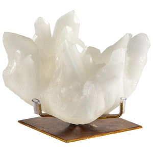 Broomfield Statue book holder showcasing a white crystal structure with a bronze base.