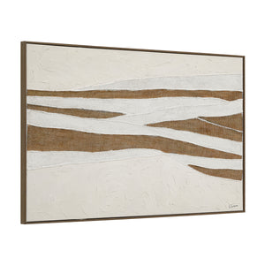 Muralis canvas art showcasing wavy brown and white lines on a textured surface.
