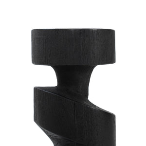 Top view of Beckton statue by Renwil, black with a spiral design and smooth finish.