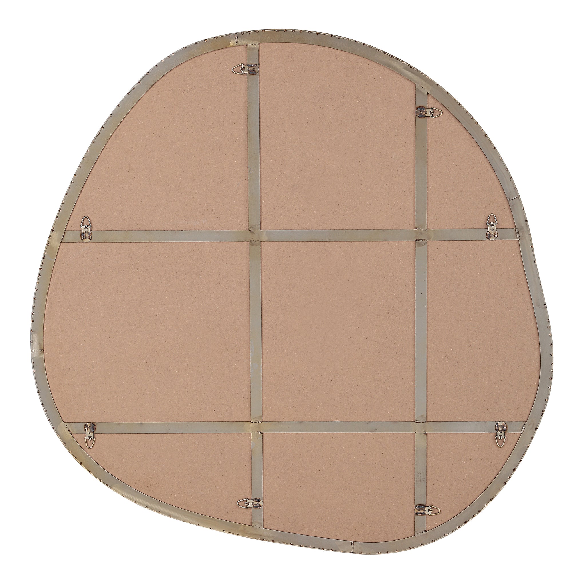 Back view of the Peony Wall Mirror, showing the mounting hardware and sturdy construction.