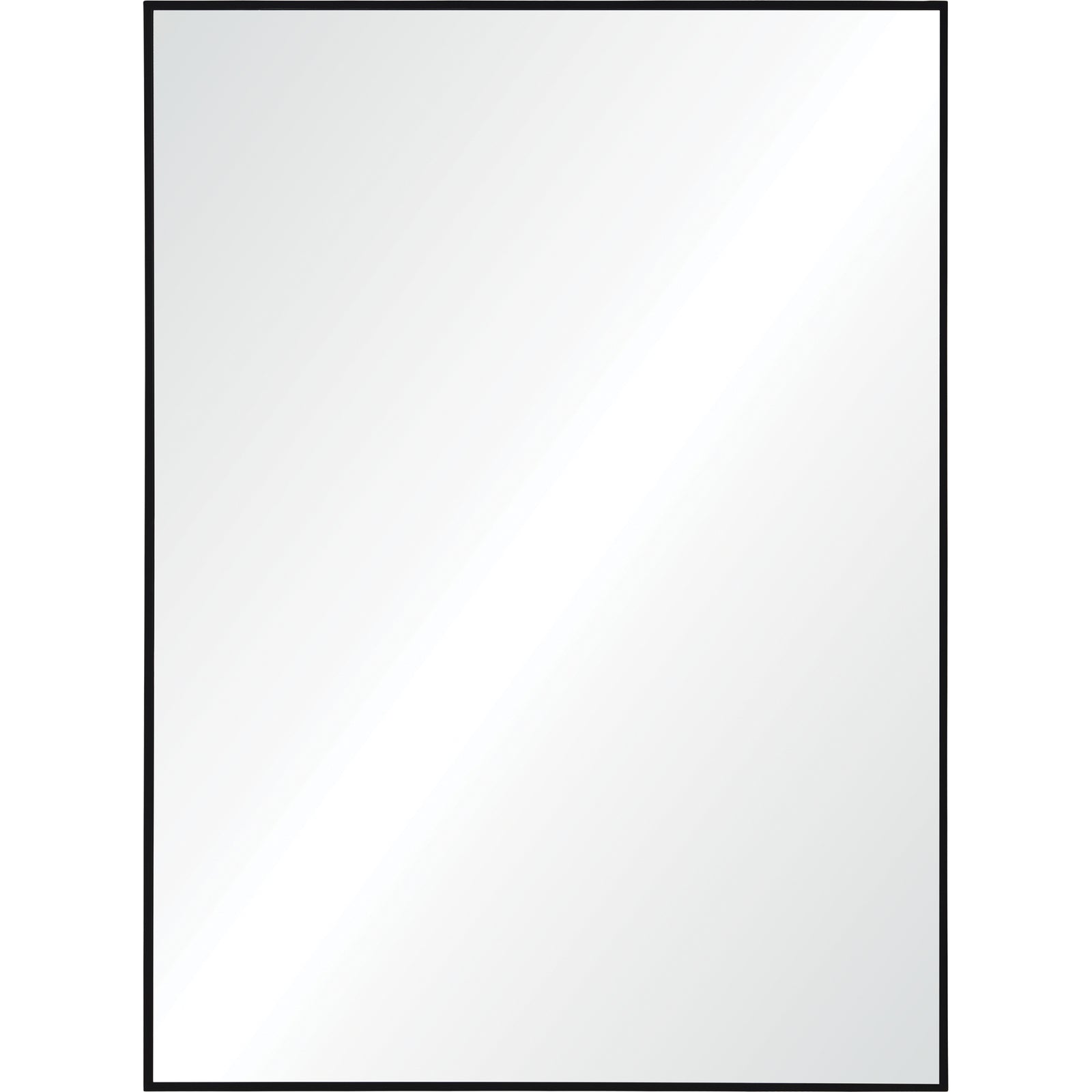Raizel Wall Mirror with a sleek black frame, reflecting light, front view.
