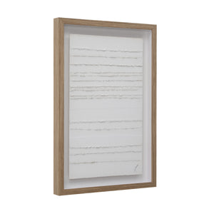 Side view of Trax wall art showcasing white canvas and a wooden frame.