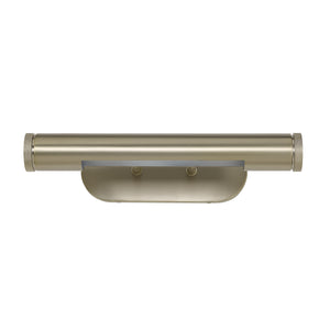 Opale wall sconce in brushed nickel finish, featuring a cylindrical design with a sleek base.