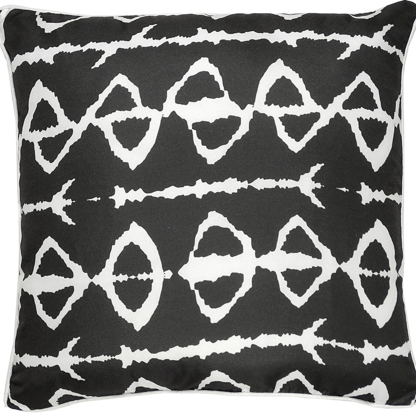Midland indoor pillow featuring a black background with a white abstract pattern, showcasing a modern design.