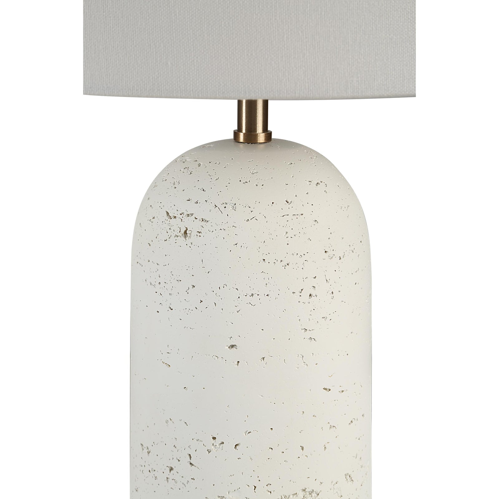 Dorato Table Lamp set with white textured bases and white fabric shades