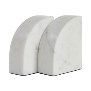 Carvella Bookends in Banswara Marble, featuring a rounded design with a polished white surface and elegant curves.