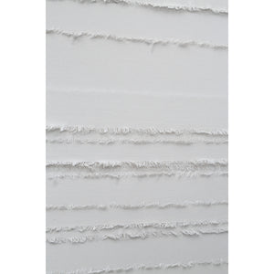 Trax wall art detail of white canvas with horizontal frayed lines, no frame visible.