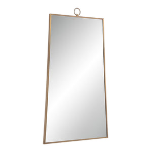 Ariadne Wall Mirror angled view showing gold metal frame and hanging loop.