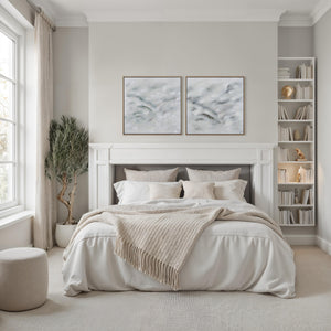 Becks canvas art by Renwil displayed above a bed in a modern bedroom setting