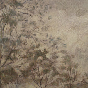 Close-up of Toulouse canvas art showing detailed brushwork and soft earthy colors.