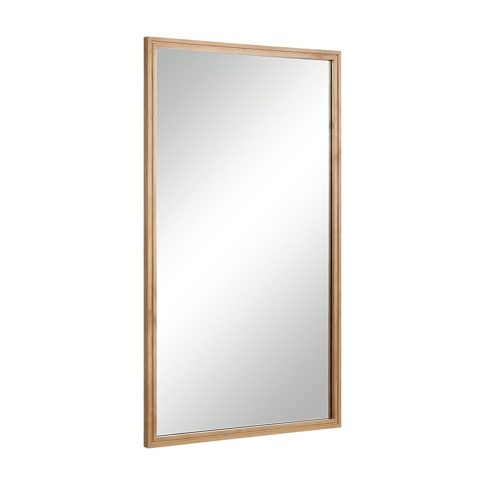 Canas mirror with a natural wood frame, featuring a large reflective surface.