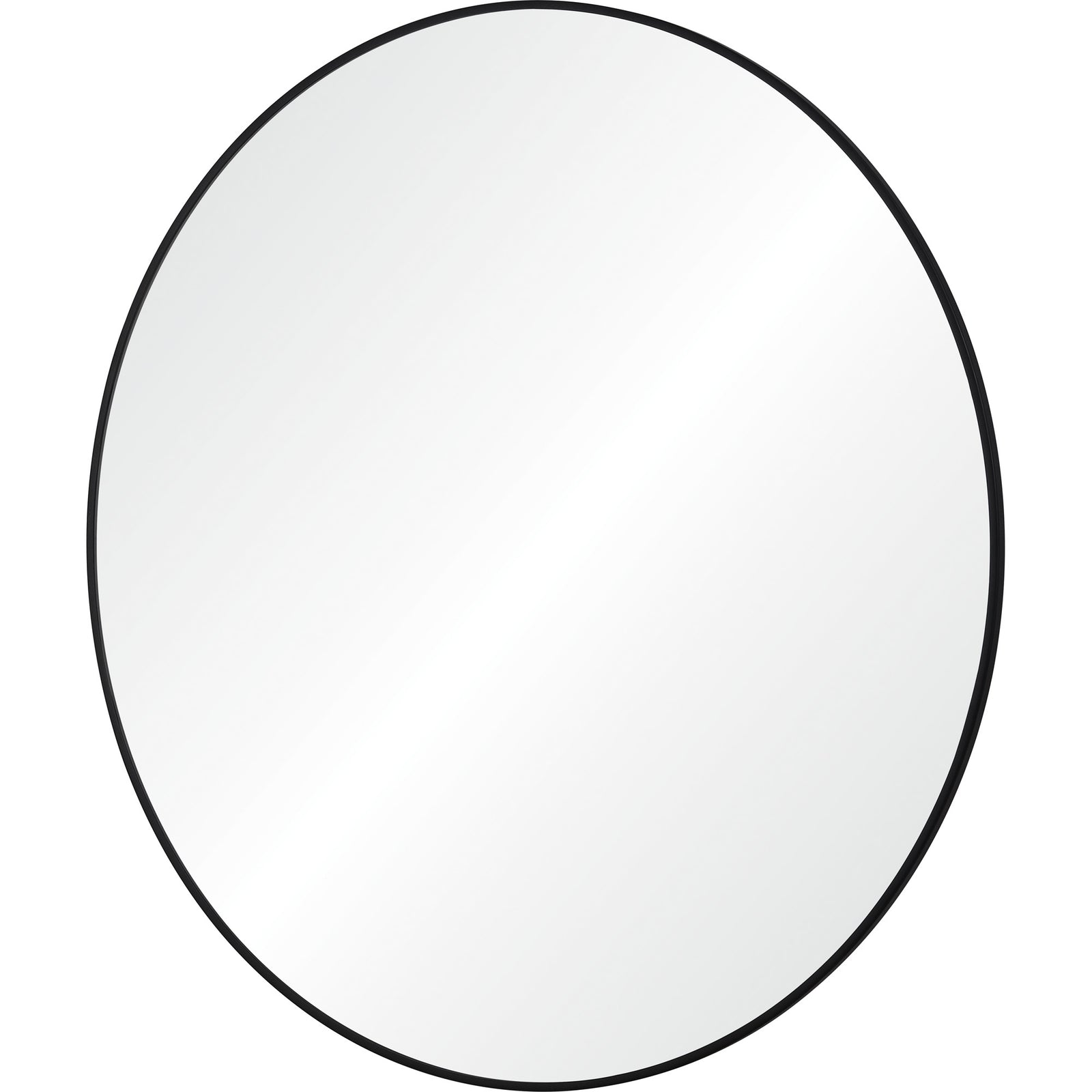 Posadas Wall Mirror, round design with a sleek black frame and clear reflective surface.