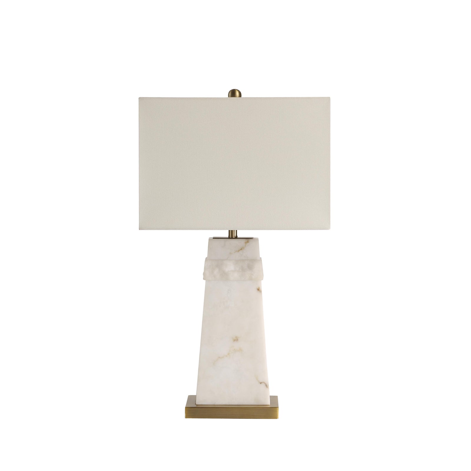 Nisrine Table Lamp with a white fabric shade and marble base featuring gold accents