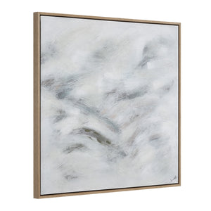 Becks canvas art featuring abstract light gray and white brush strokes in a wooden frame