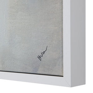 Palazzo canvas art featuring a textured gray background with a white frame and signature detail
