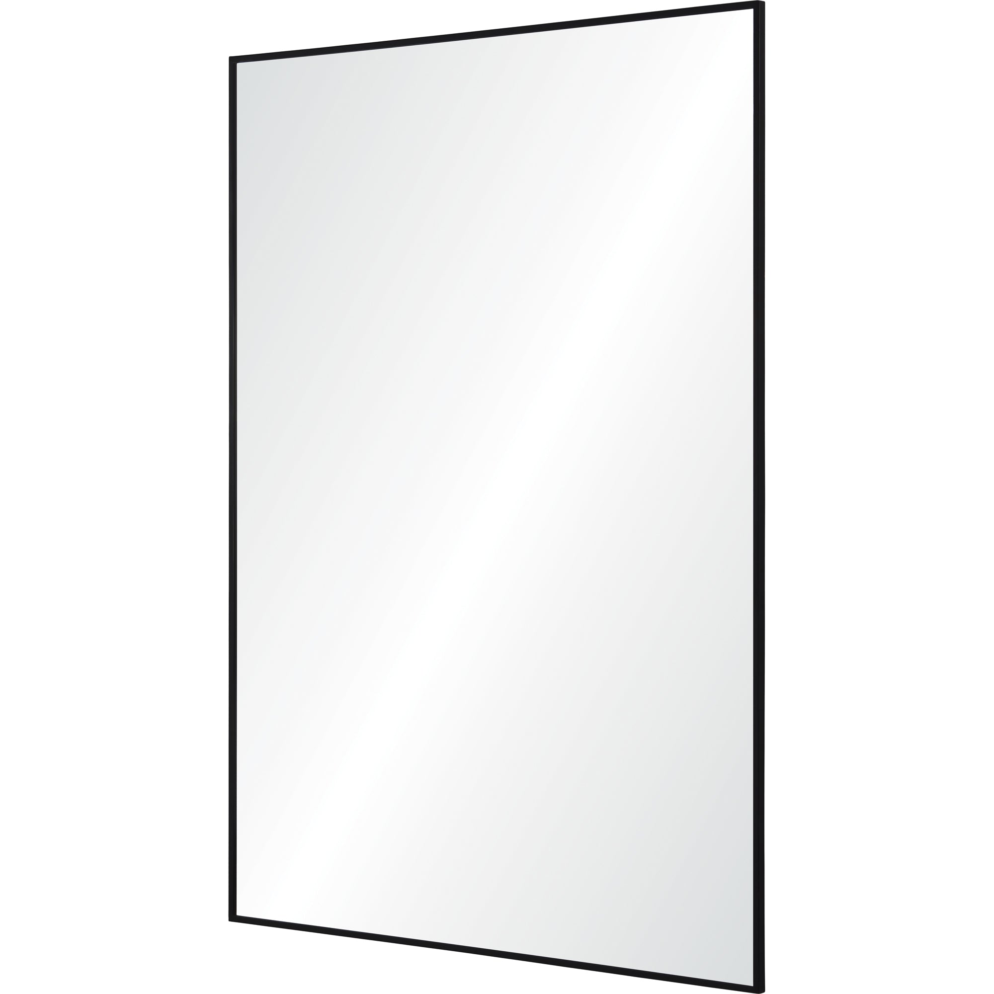 Raizel Wall Mirror angled view showcasing its black frame and reflective surface.