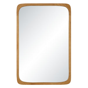 Scisto mirror with a rounded wooden frame and reflective surface, front view.